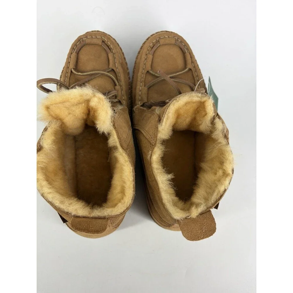 LL Bean Lodge Men's 9 Brown Suede Wicked Good Slipper Chukka Boots Shearling